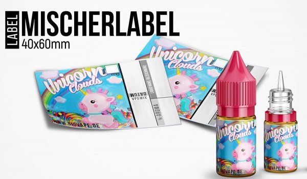 "Mischerlabel- Unicorn Clouds" - High Gloss Etikett für Leerflaschen