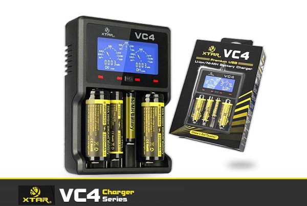 XTAR VC4 Ladegerät für Li-Ion 3,6-3,7 V / Ni-MH Akkus